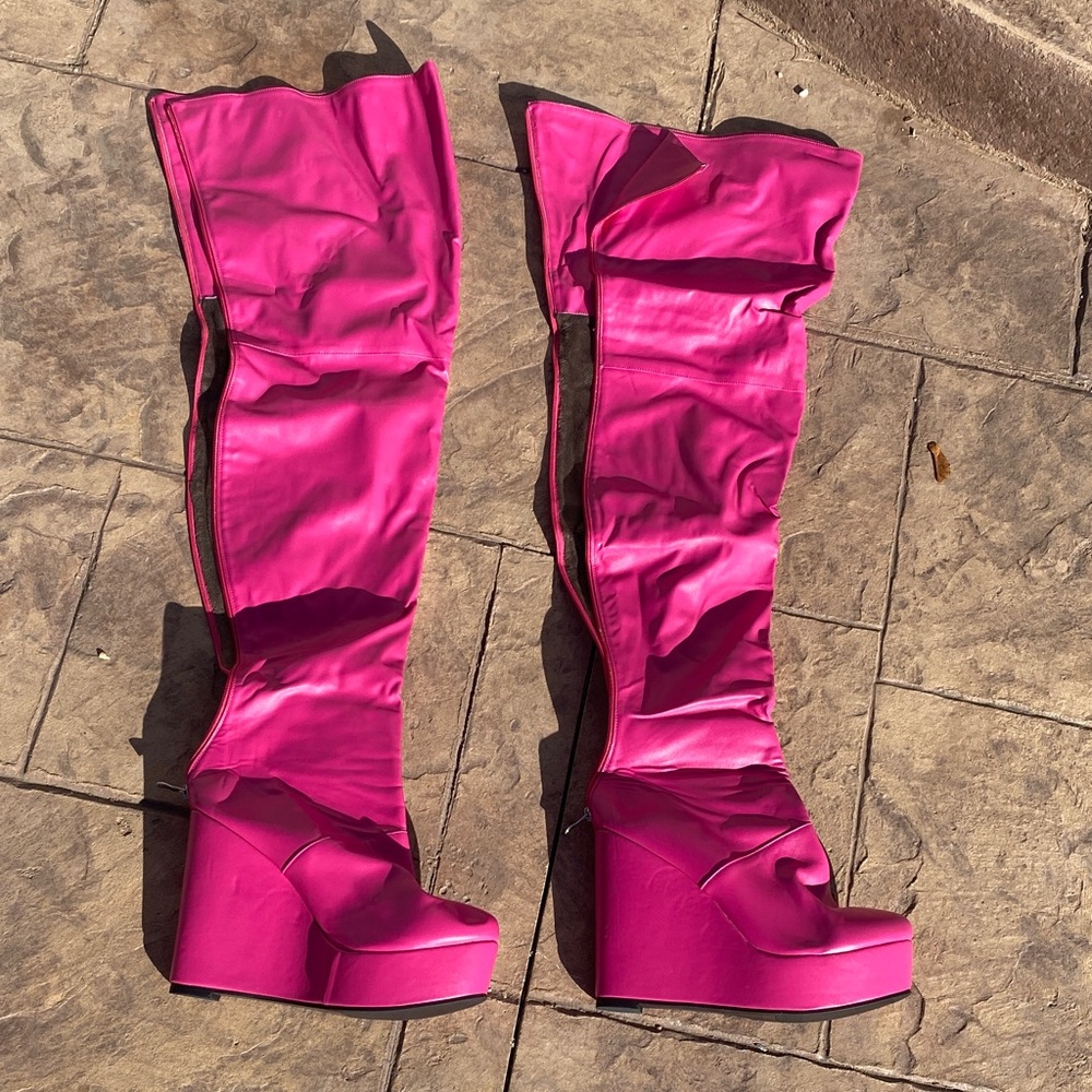 Source Unknown Fuchsia Over-the-Knee Boots/Large size only